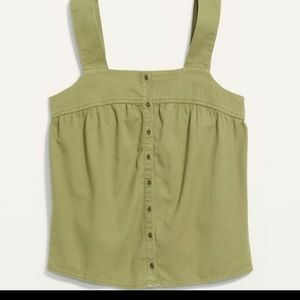 Old Navy | Sleeveless Button Front Twill Top in Bracken Green
